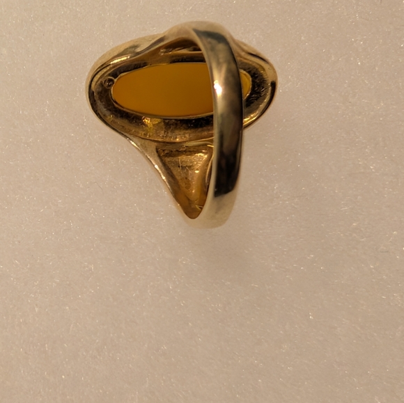 Made In Poland Baltic Amber Ring With 10k Gold Over 925 Sterling Silver - Picture 5 of 7